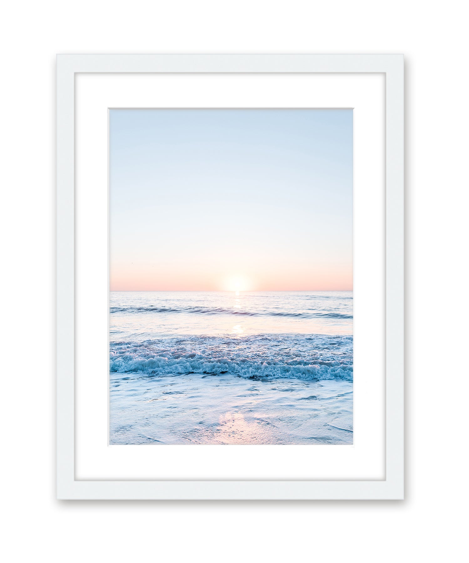 Pastel Blue Wrightsville Beach Photograph, White Wood Frame by Wright and Roam
