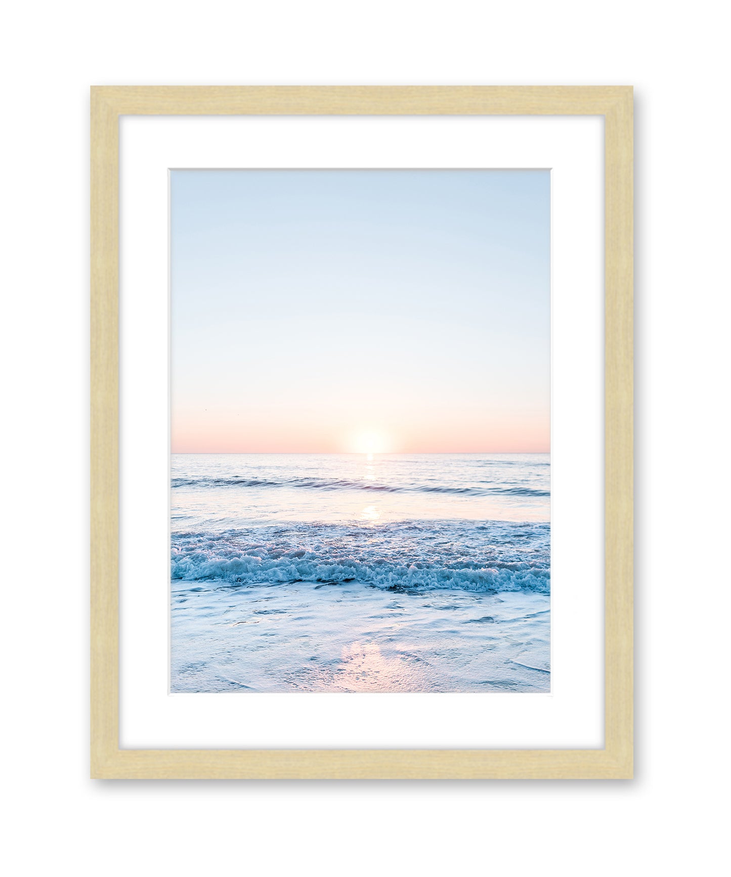 Pastel Blue Wrightsville Beach Photograph, Natural Wood Frame by Wright and Roam