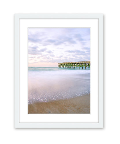 Light Purple Sunset Beach Print, White Frame, by Wright and Roam