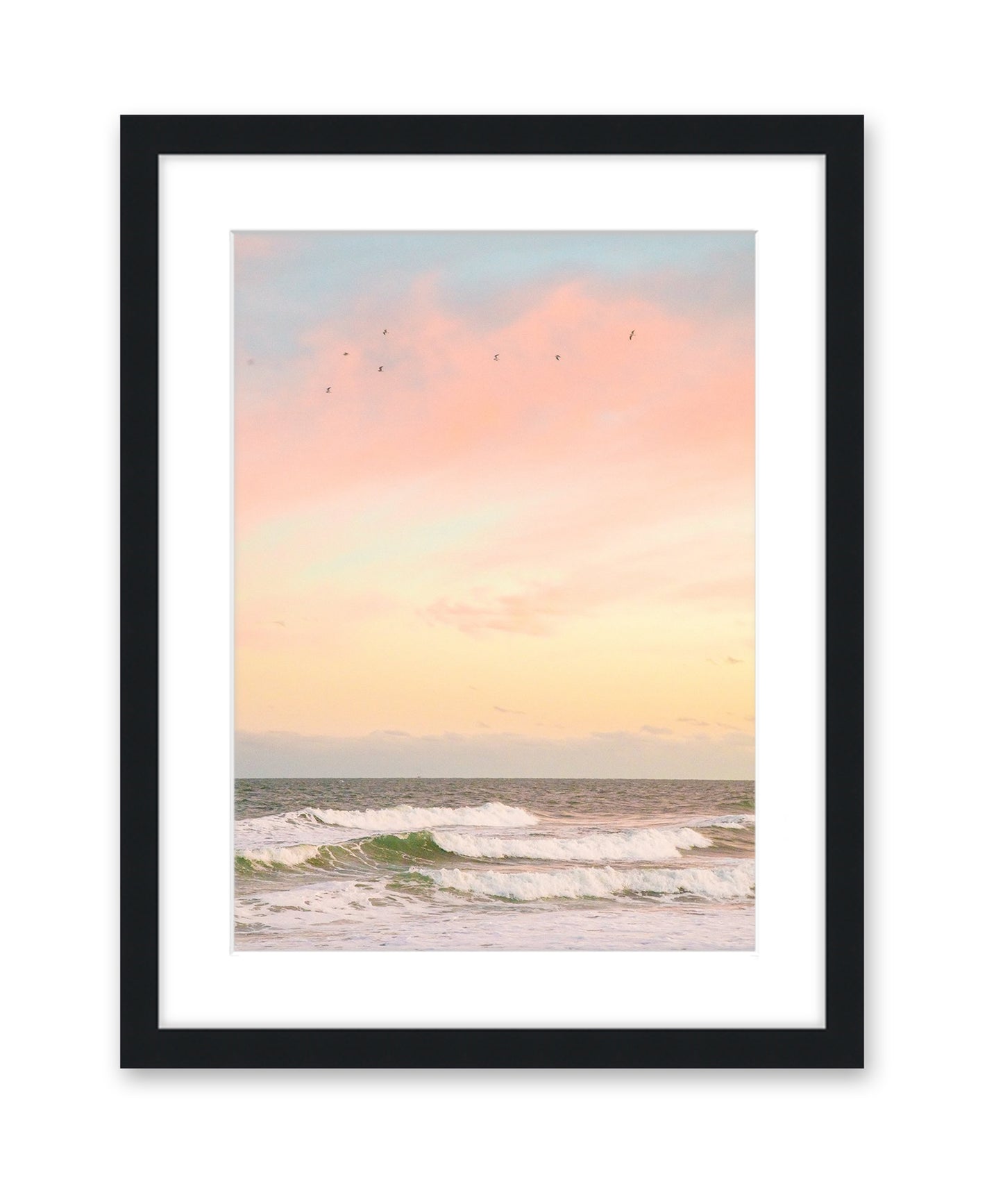 Pastel Warm Sunset Wrightsville Beach Photograph, Black Frame by Wright and Roam