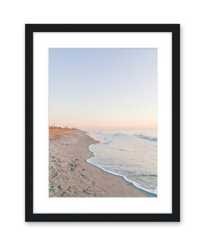 Pastel Blue Sunrise Wrightsville Beach Photograph, Black Frame By Wright and Roam
