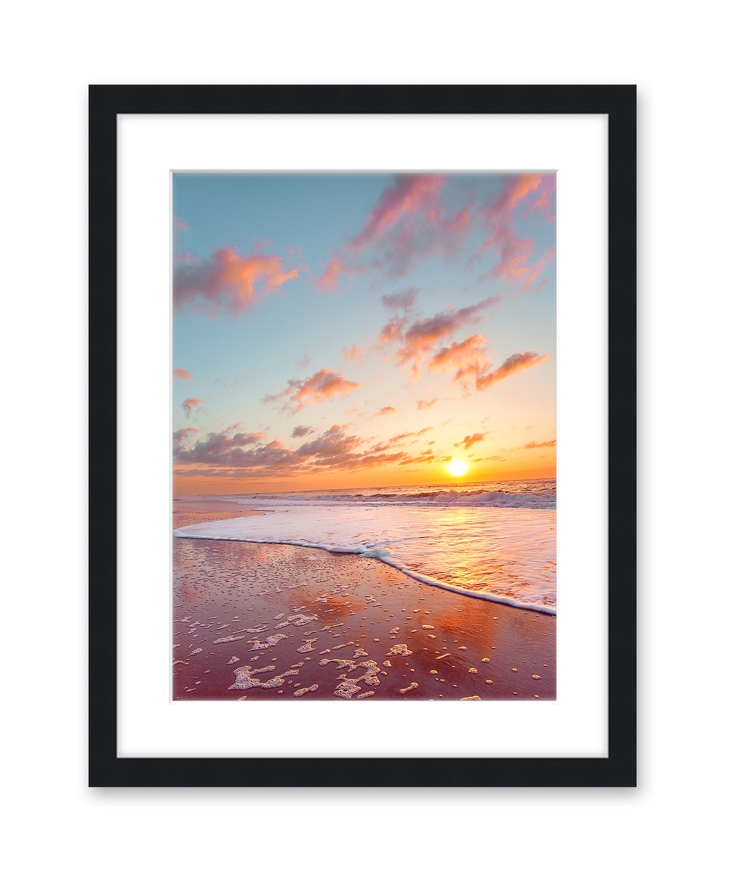 colorful sunset beach print, Black Frame by Wright and Roam