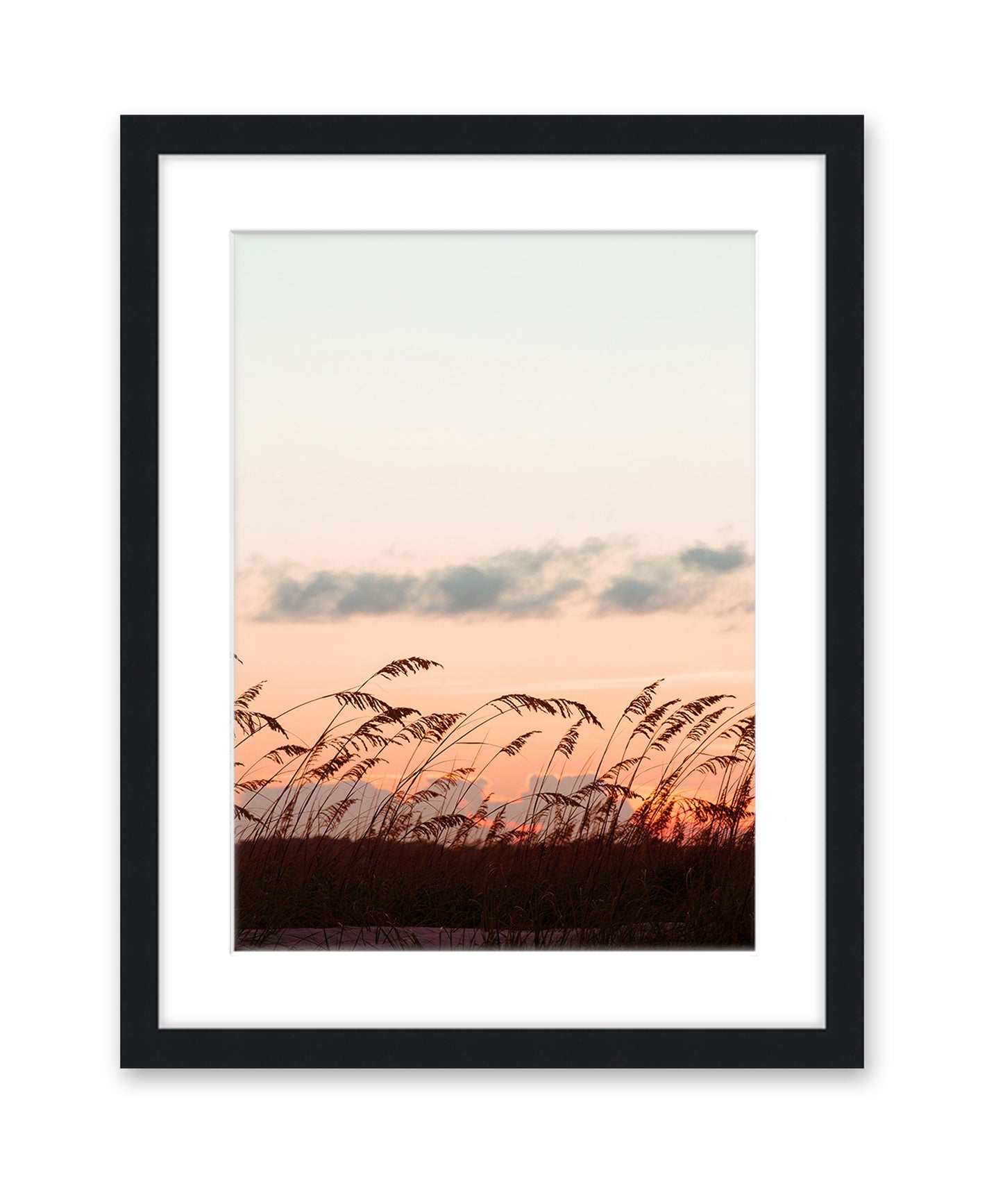 Sunset Beach Print, Sea Grass, Black Frame, Wright and Roam
