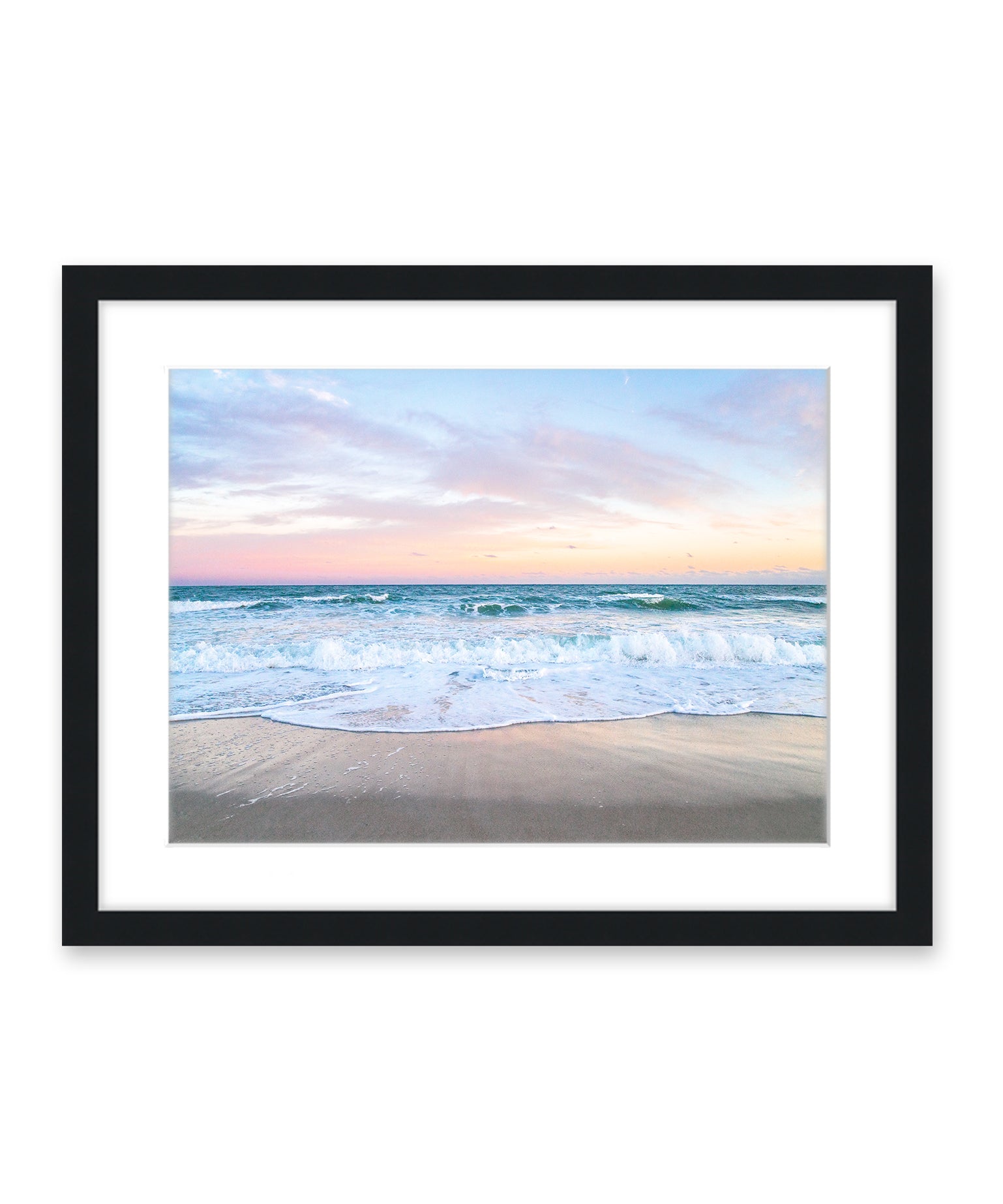 Blue Sunset Wrightsville Beach Print, Black Wood Frame By Wright and Roam