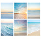 Gallery Wall Set of Six Blue and Yellow Tropical Sunset Beach Photographs
