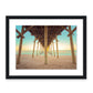 colorful pier blue and yellow sunset Carolina beach photograph, black frame by Wright and Roam