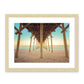 colorful pier blue and yellow sunset Carolina beach photograph, natural wood frame by Wright and Roam