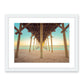 colorful pier blue and yellow sunset Carolina beach photograph, white frame by Wright and Roam